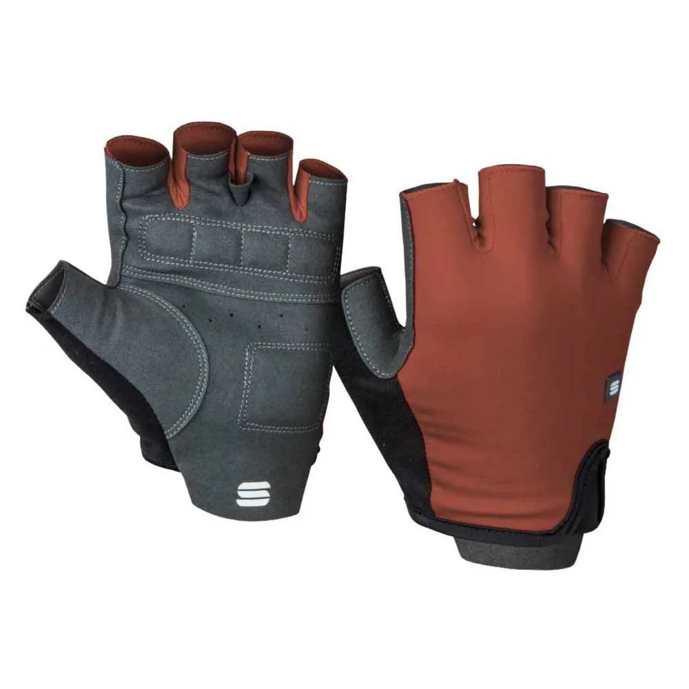 Sportful Matchy fingerless cycling gloves in chili red with black palm padding