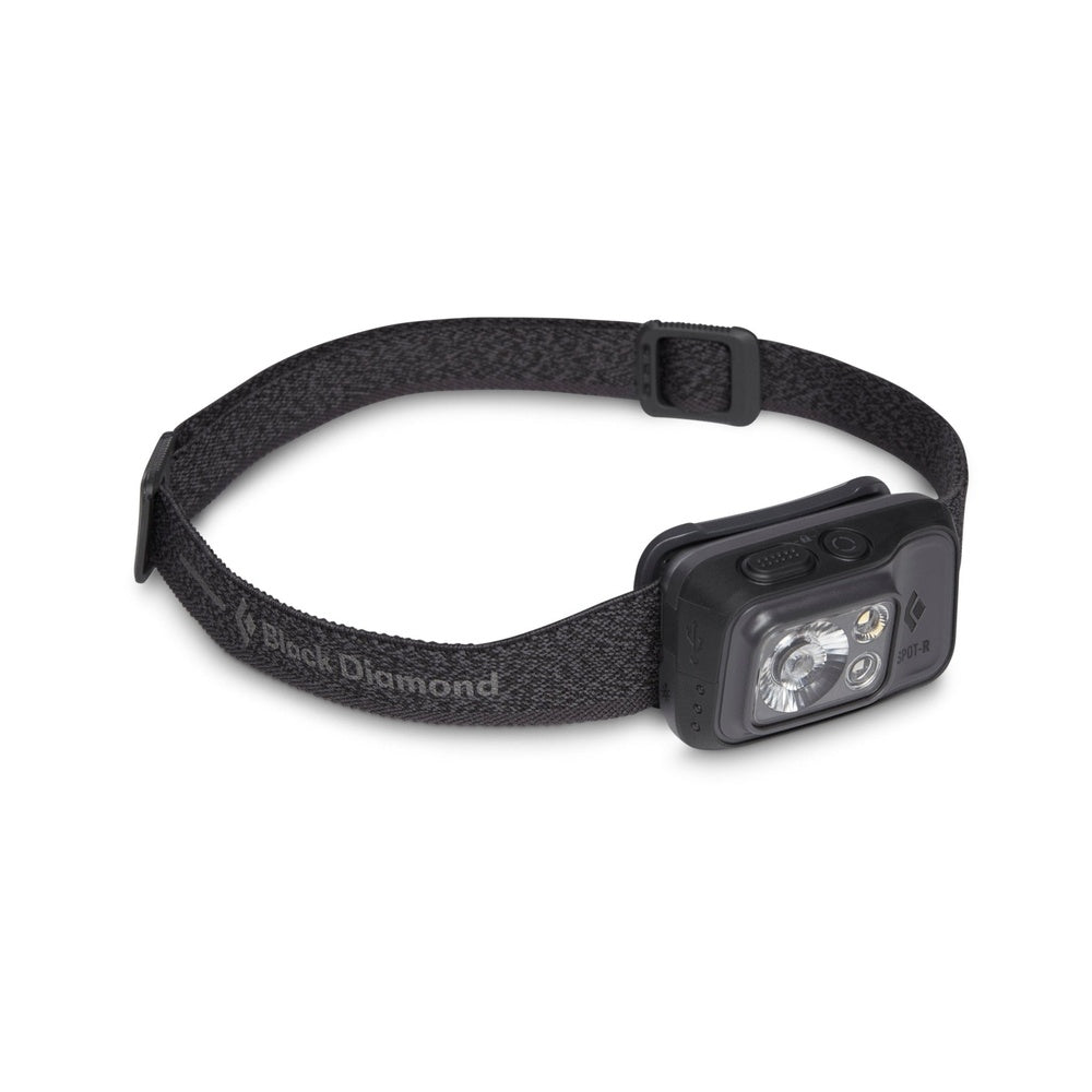 Black Diamond Spot-R headlamp in graphite dark gray with matching adjustable headband