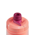 CamelBak Podium Chill water bottle cap in coral pink with burgundy mouthpiece