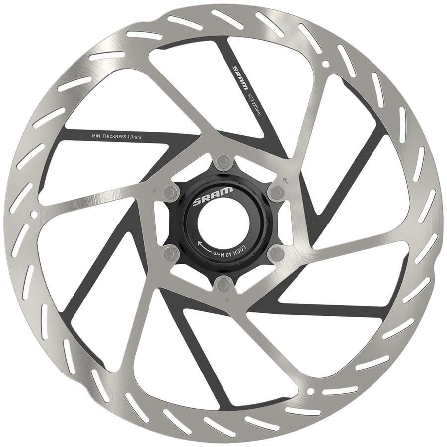SRAM HS2 220mm Center Lock disc brake rotor with black aluminum center hub
