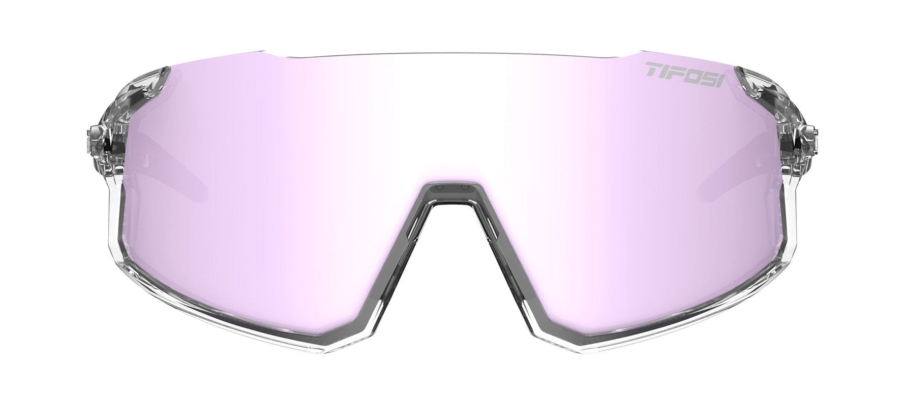 Tifosi Stash sunglasses with clear crystal frame and pink mirrored interchangeable lens