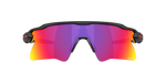 Oakley Radar EV Heater sunglasses front view showing matte black frame and Prizm Road lens