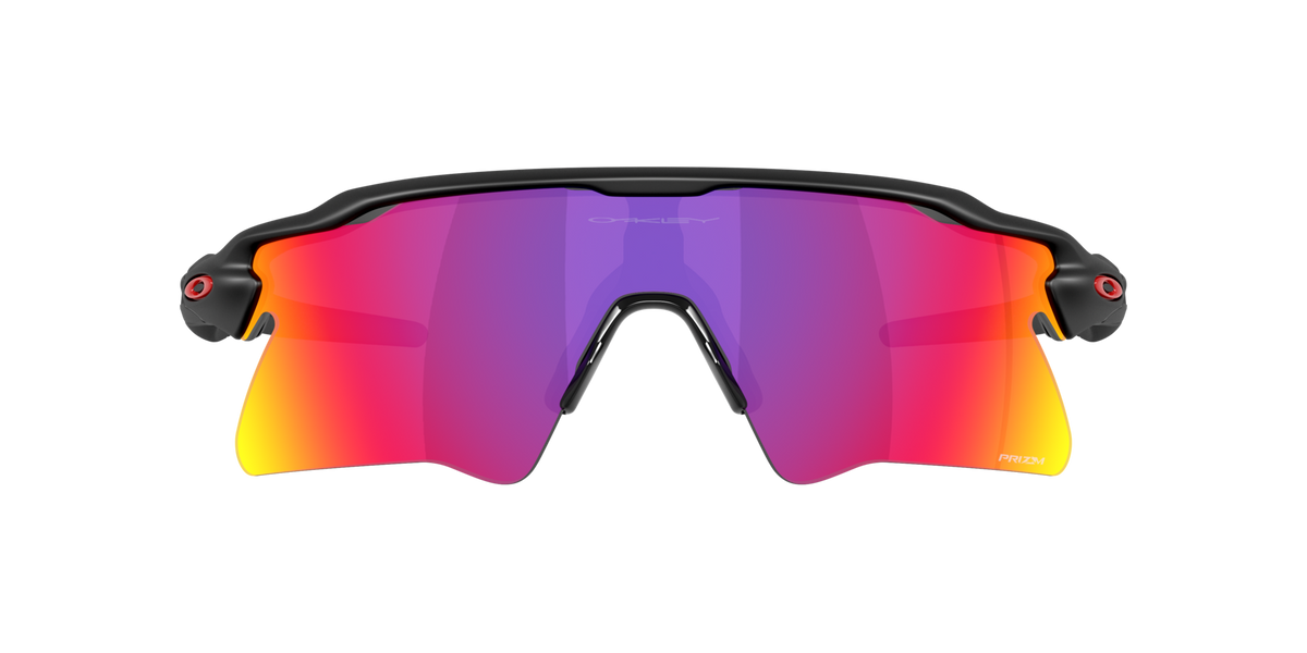 Oakley Radar EV Heater sunglasses front view showing matte black frame and Prizm Road lens