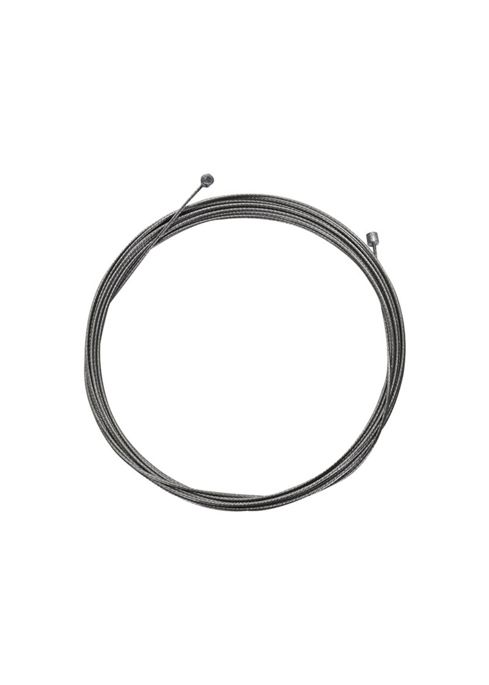 Sunlite stainless steel bike gear cable coiled on white background