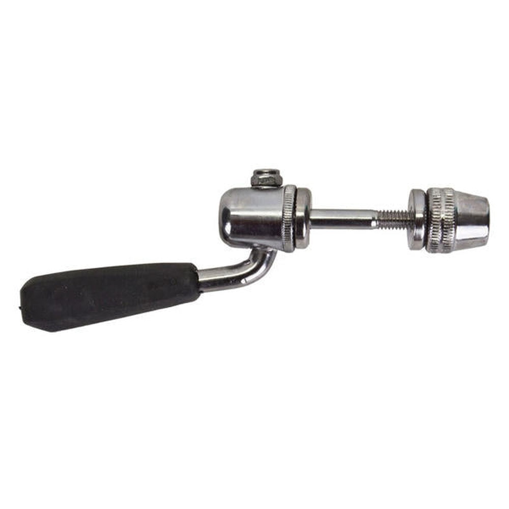 Sunlite quick release seat binder clamp with chrome finish and black rubber lever