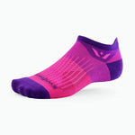 Swiftwick Aspire Zero Tab no-show running sock in purple and fuchsia pink colorway