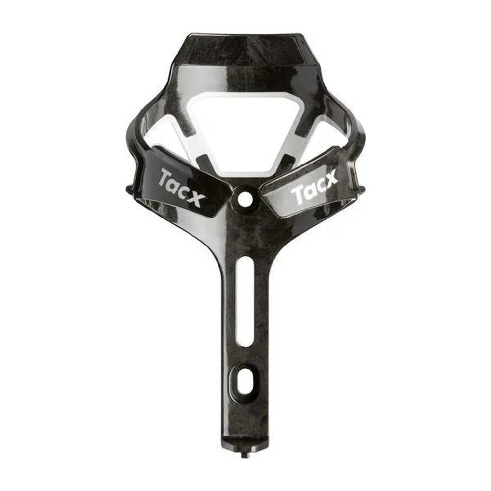 Tacx Ciro black bicycle bottle cage with white brand logo text