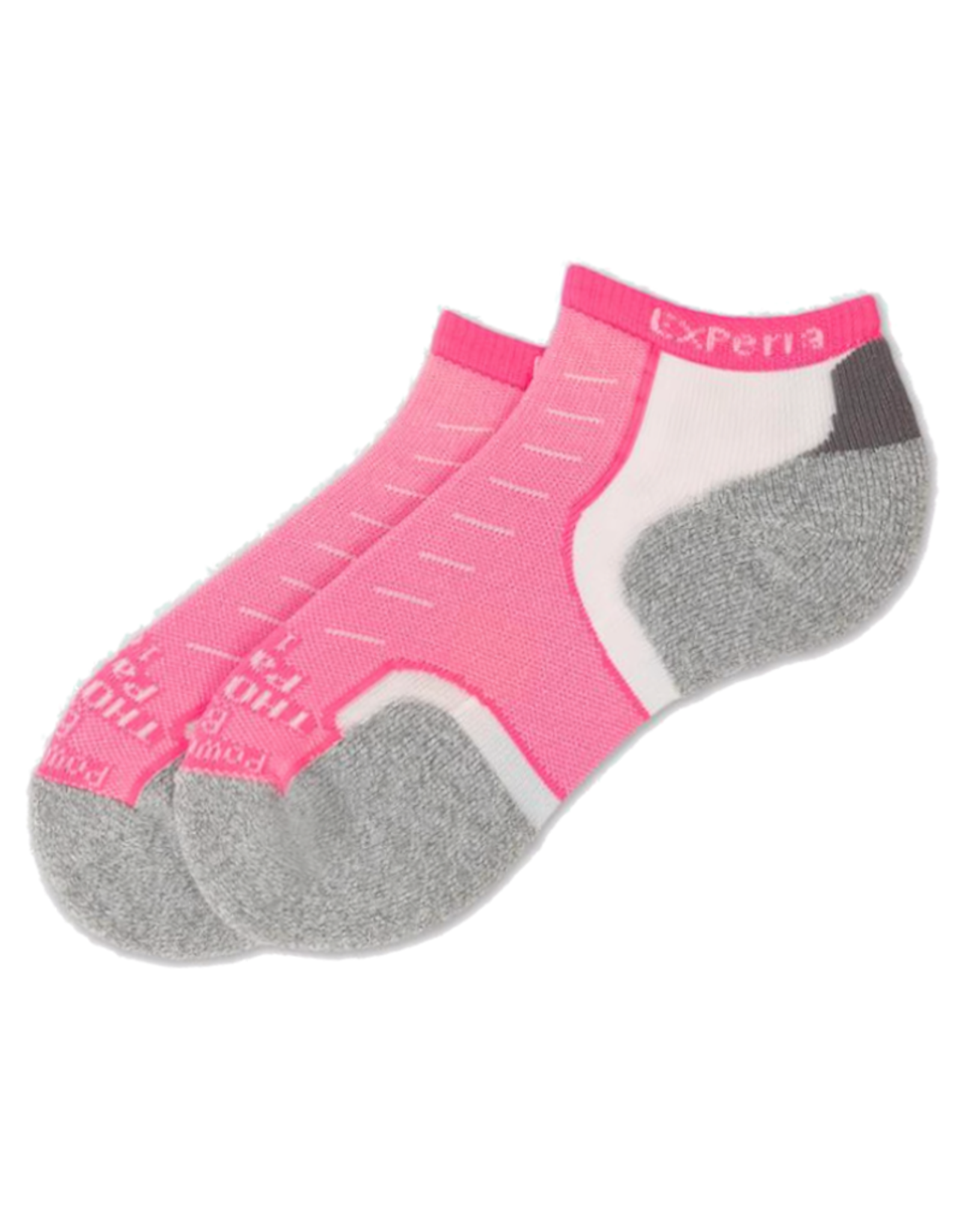 Experia bright pink compression micro mini socks with gray heel and toe