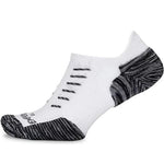 Experia no show sock in white with grey striped heel and toe