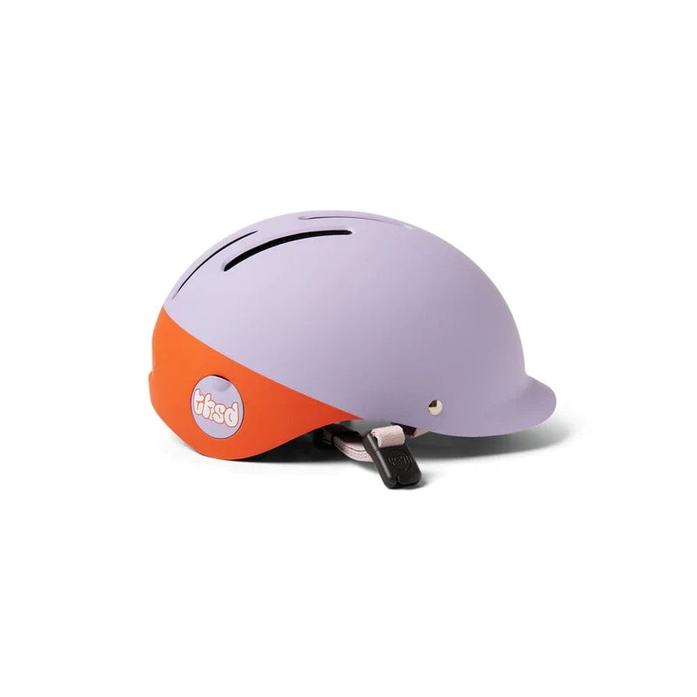 Thousand Next Youth Helmet in lavender and orange two-tone colorblock design with visor