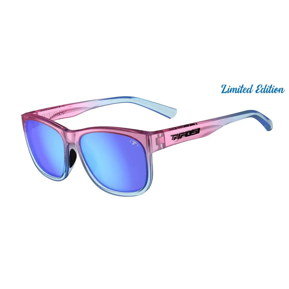 Tifosi Swank XL sunglasses in cotton candy swirl with blue mirrored lenses