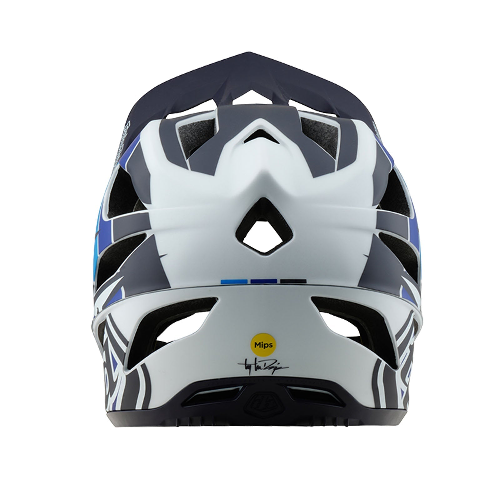 Troy Lee Designs Stage Helmet MIPS in Signature Blue colorway rear view