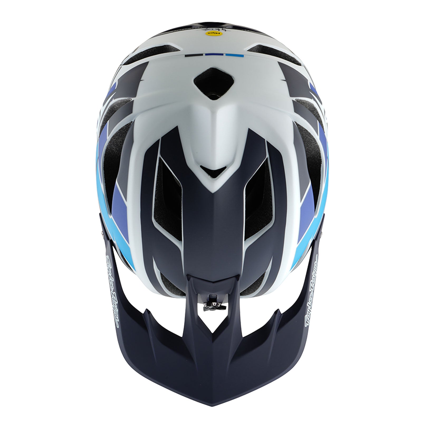 Troy Lee Designs Stage Helmet MIPS in Signature Blue colorway with white and navy accents