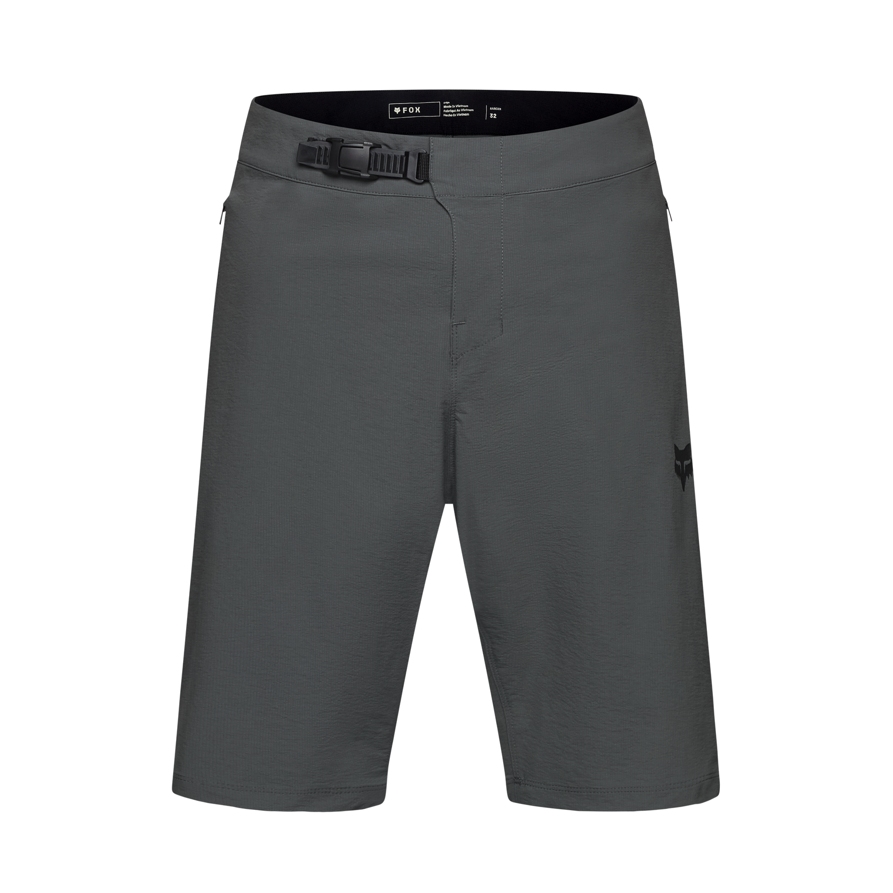 Fox Racing Men's Ranger Shorts with Liner in Dark Shadow gray color with belt