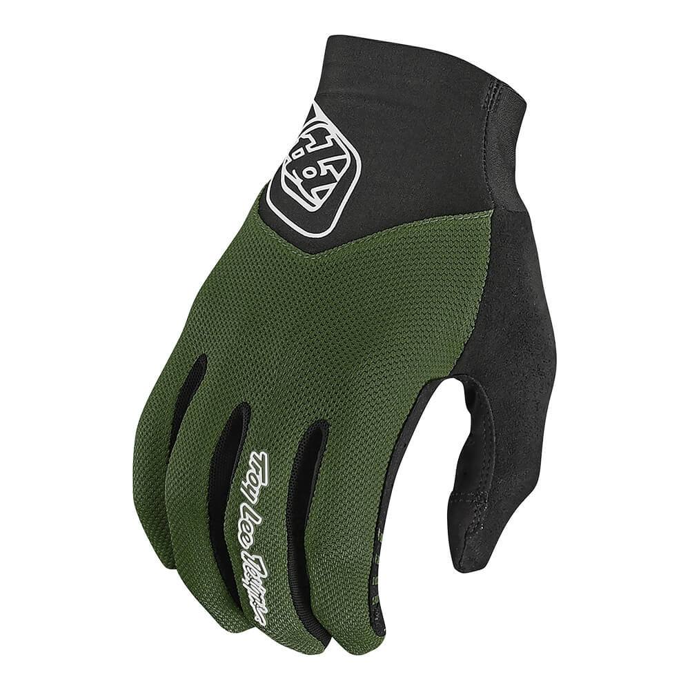 Troy Lee Designs Ace 2.0 Glove in Trooper Green with black palm and white logo
