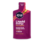 GU Liquid Energy gel packet in purple with Passion Fruit Orange Guava flavor