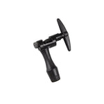 Black alloy bike chain cutter tool with T-handle design on white background