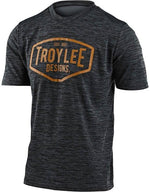 Troy Lee Designs Flowline Short Sleeve Jersey in Stations Heather Black with yellow logo