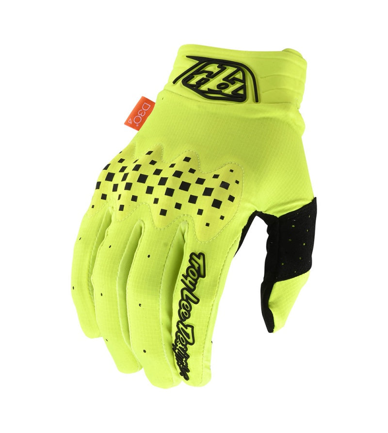 Troy Lee Designs Gambit Glove in fluorescent yellow with black perforations and TLD logo