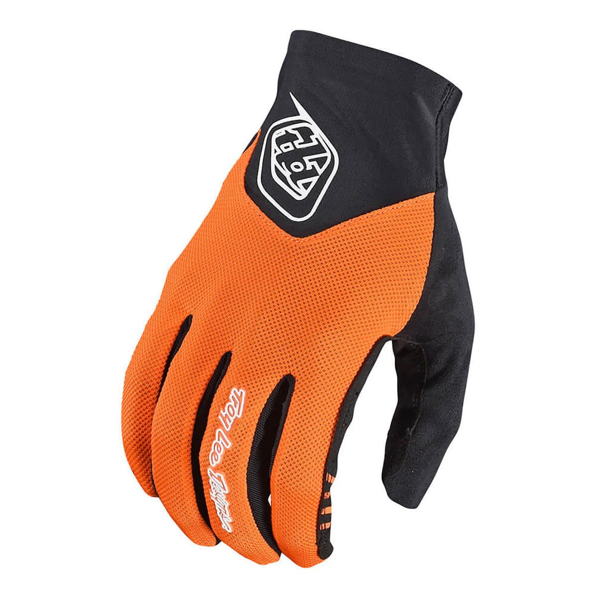 Troy Lee Designs Ace 2.0 gloves in tangerine orange with black accents and TLD logo