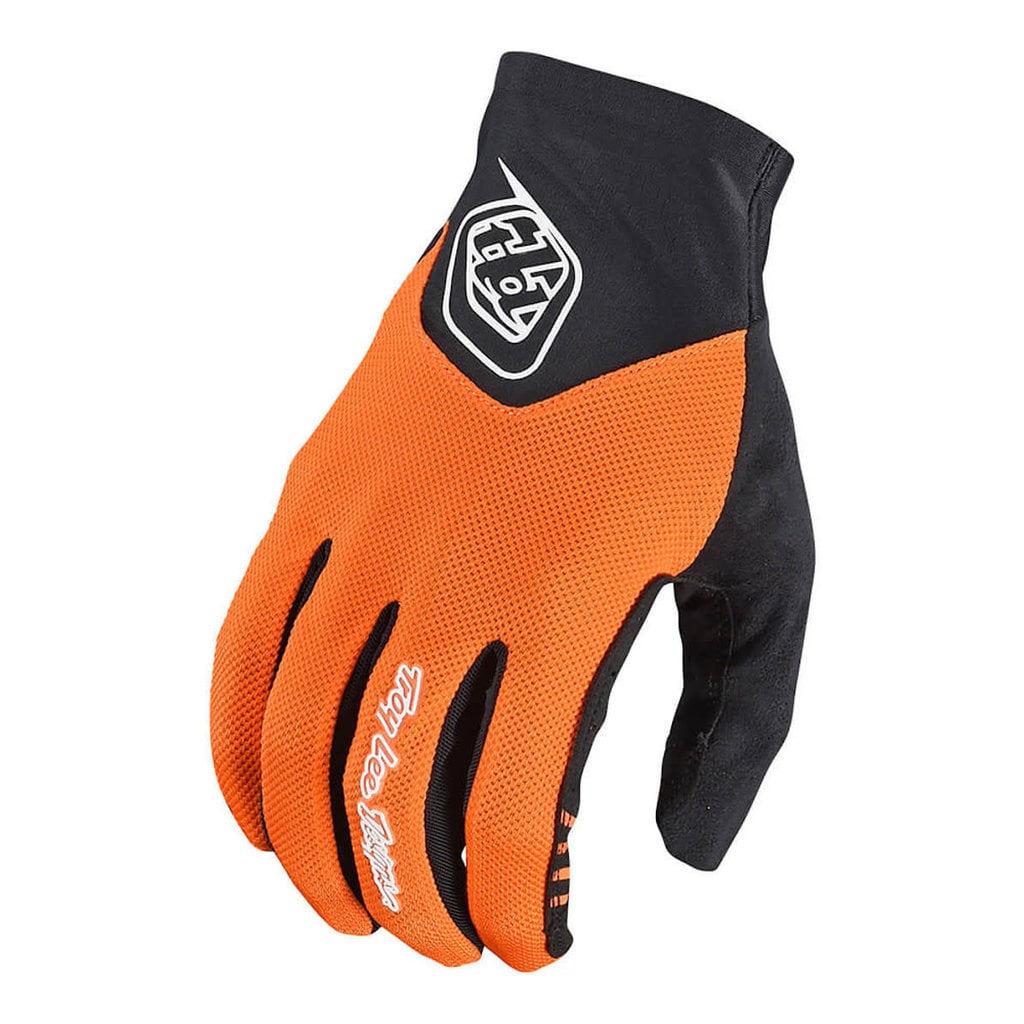 Troy Lee Designs Ace 2.0 glove in tangerine orange with black accents and logo