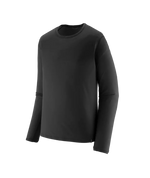 Patagonia Capilene Lightweight Crewneck long-sleeve base layer in black, angled ghost mannequin view