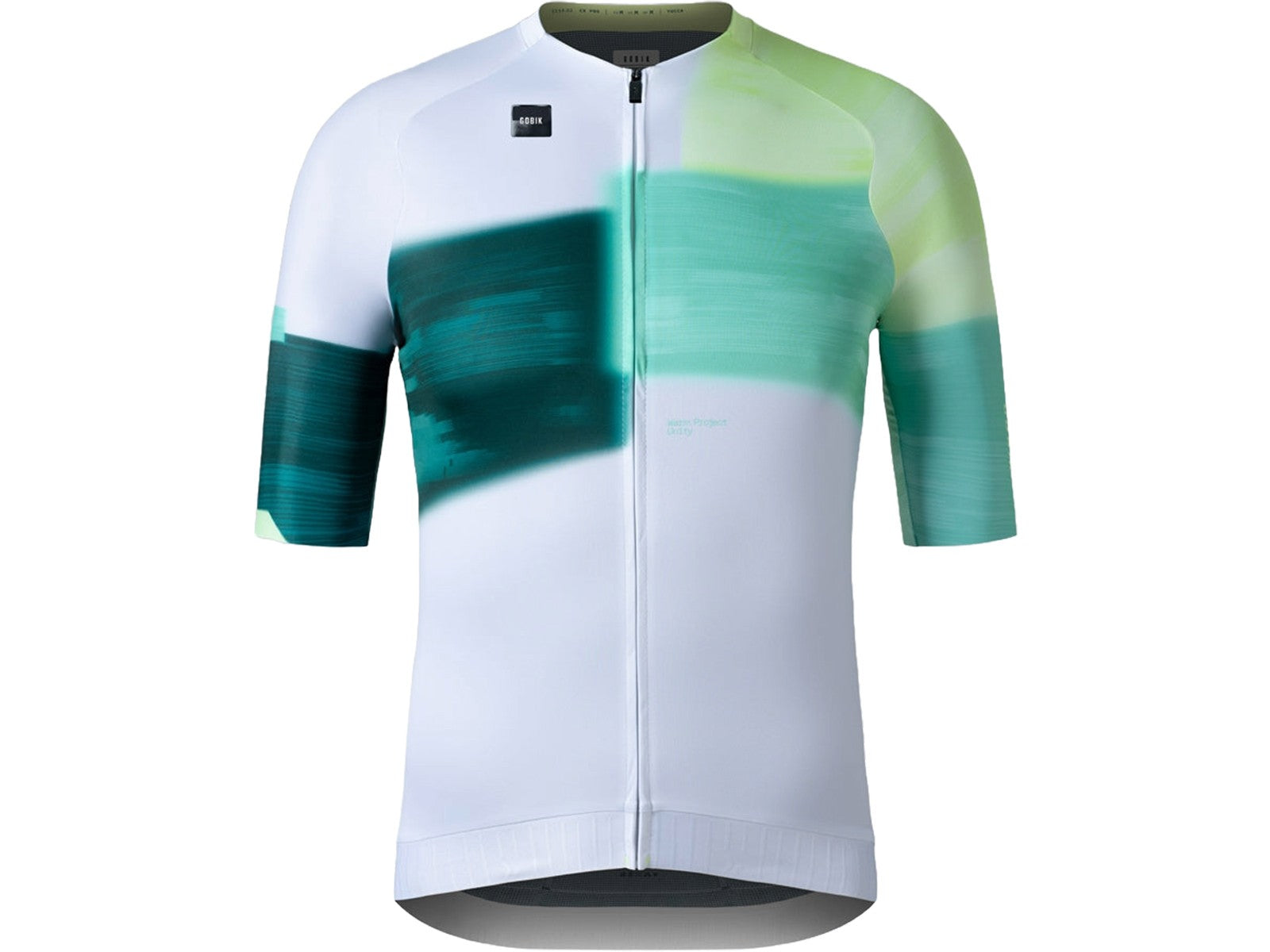 Gobik CX Pro cycling jersey with white base and green gradient design