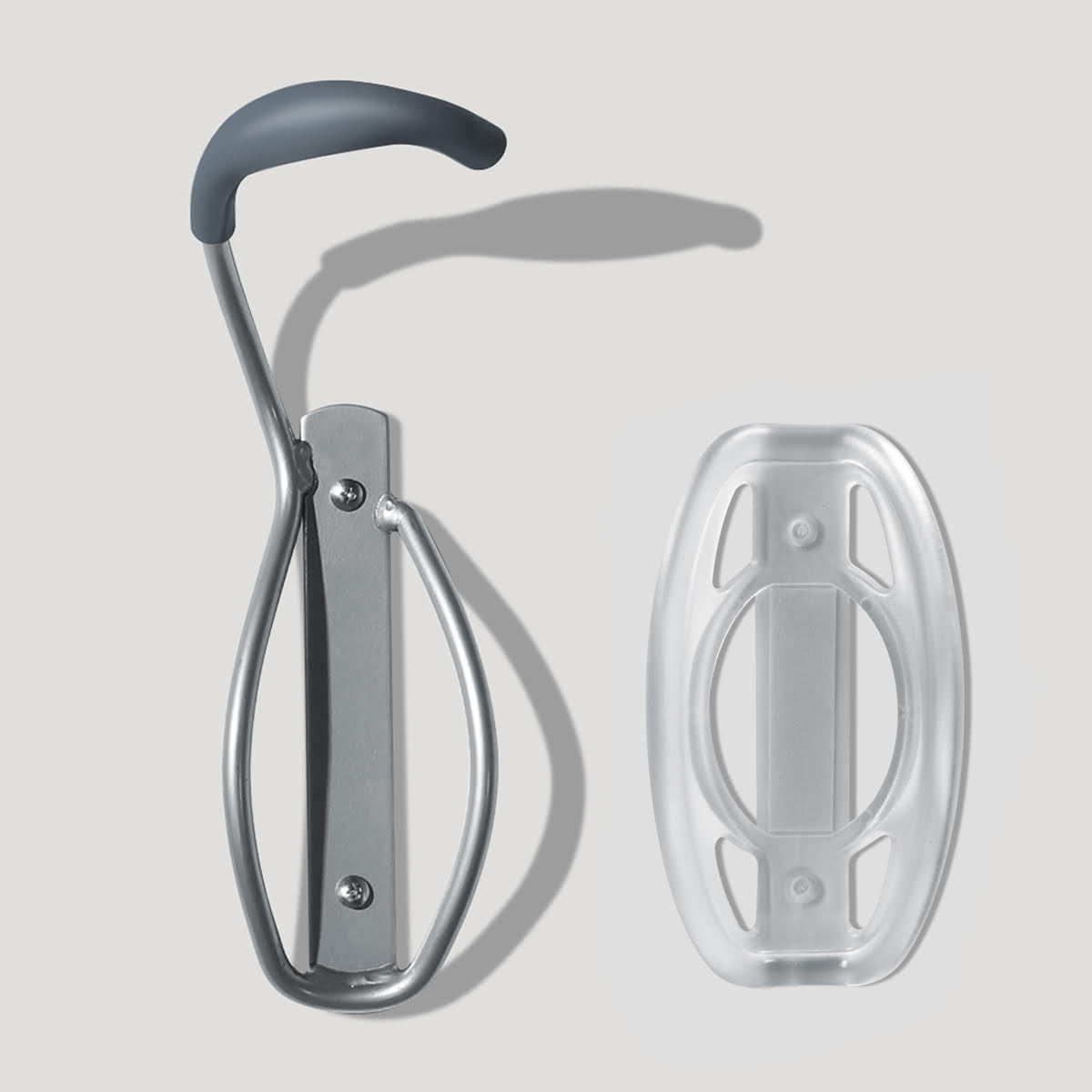 Delta single bike wall mount rack in grey with metal construction and curved arm design