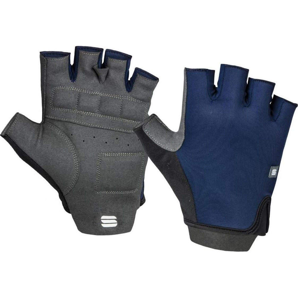Sportful Matchy fingerless cycling gloves in navy blue with gray palm padding