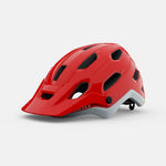 Red Giro SOURCE MIPS mountain bike helmet with gray trim on white background