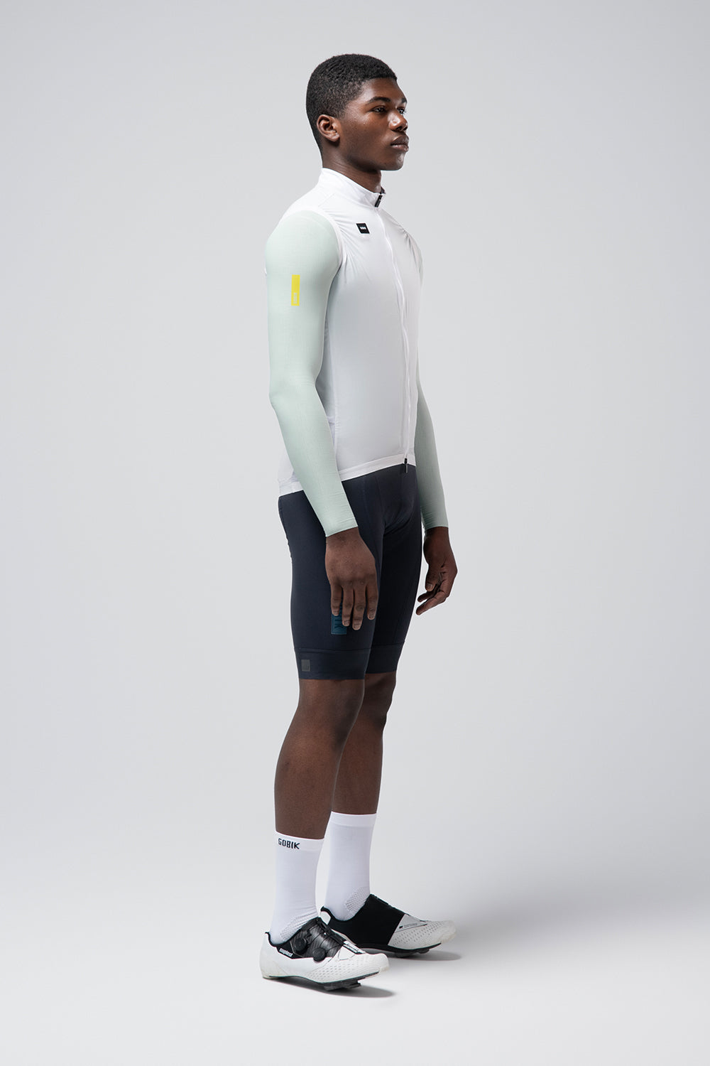 Gobik Vector 2.0 Men's Vest in Athena colorway with white body and mint sleeves