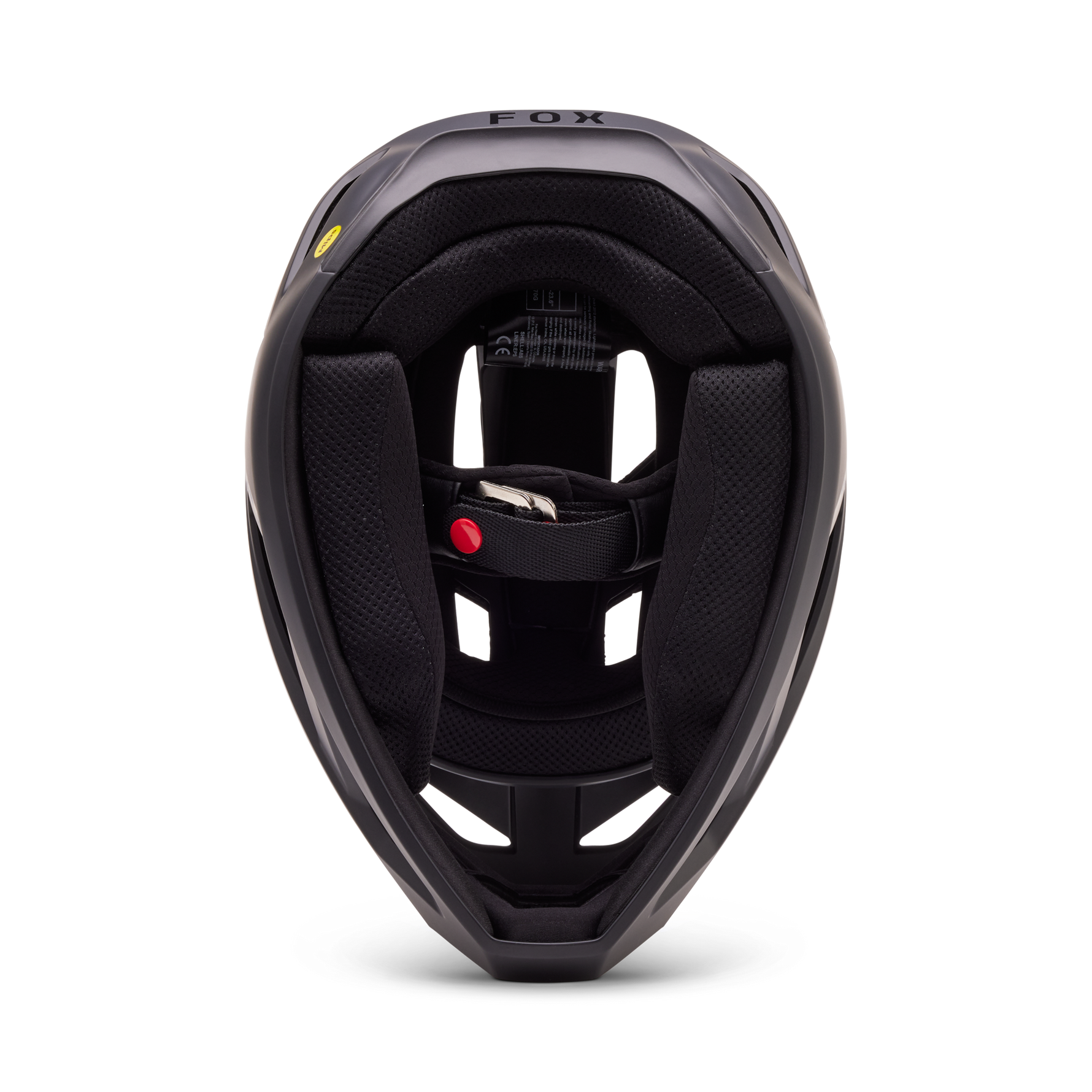 Fox Racing Youth Rampage Mountain Bike Helmet in matte black showing interior padding and ventilation