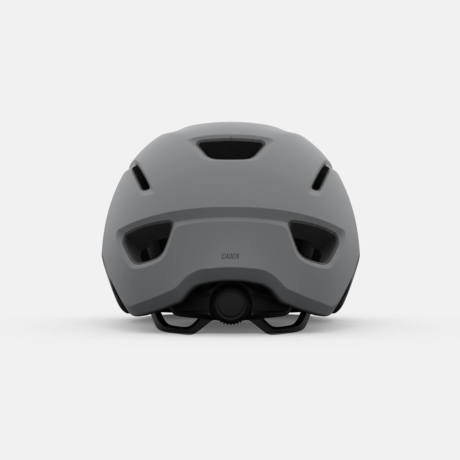 Giro Caden matte grey bicycle helmet rear view showing ventilation and adjustment system