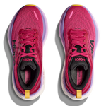 HOKA Bondi 8 women's running shoes in bright pink colorway with purple sole