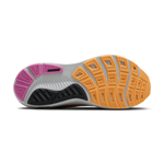 Brooks Ghost 17 women's running shoe in oyster/apricot/pink colorway showing sole view