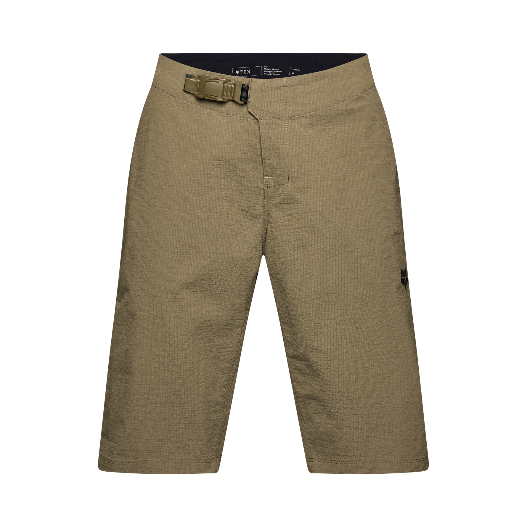 Fox Racing Men's Ranger Shorts in olive green with belt and brand logo