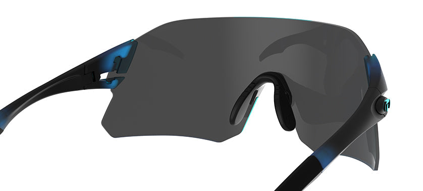 Tifosi Rail BlackOut sunglasses with dark lenses and blue accent details