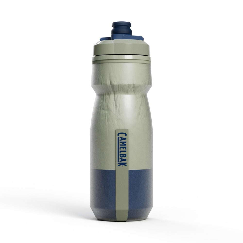 CamelBak Podium Chill water bottle in reflective sage green and navy colorway
