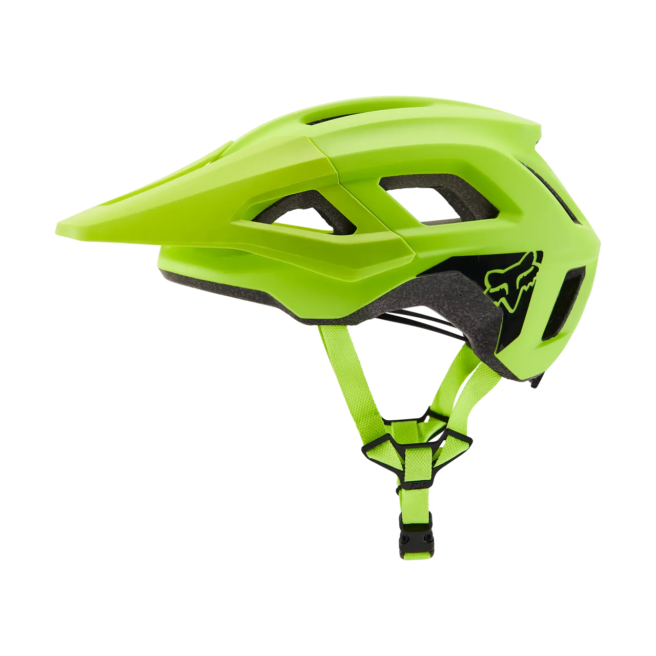 Fox Racing Youth Mainframe mountain bike helmet in bright fluorescent yellow-green