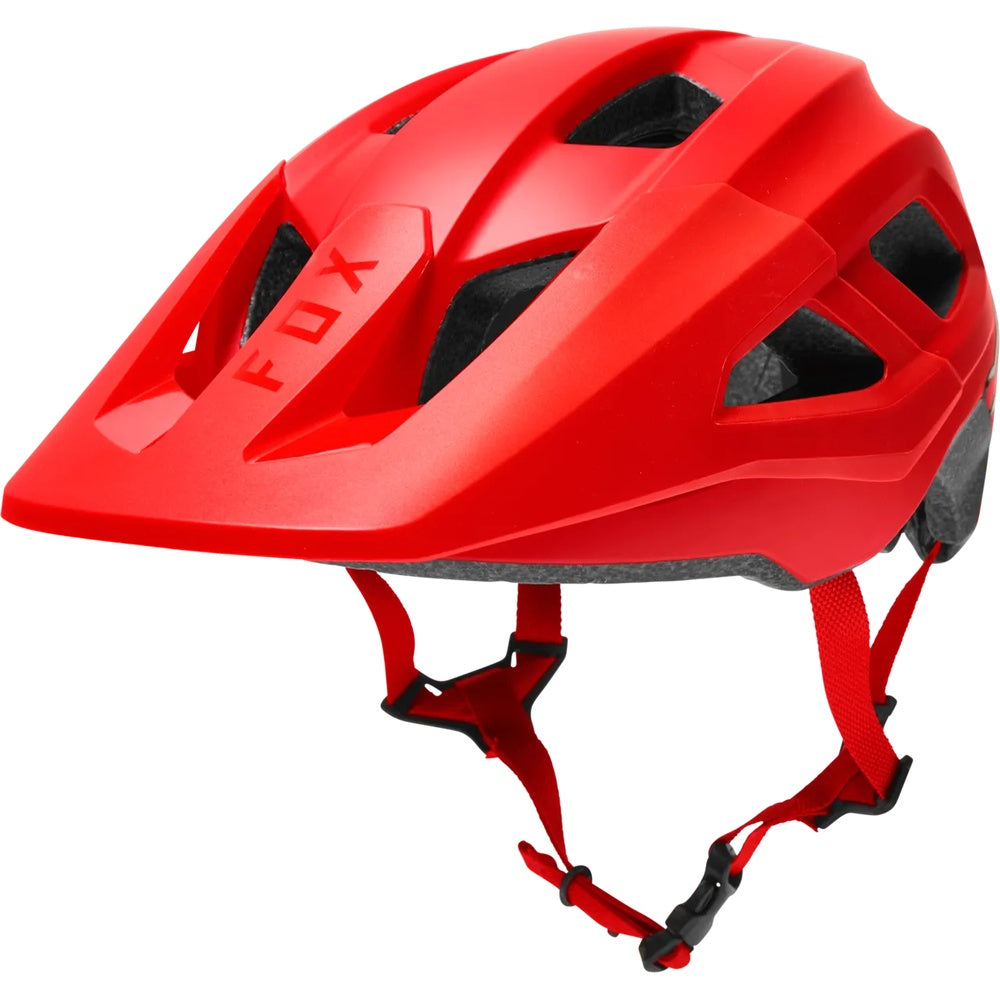 Fox Racing Mainframe Trvrs mountain bike helmet in fluorescent red with ventilation