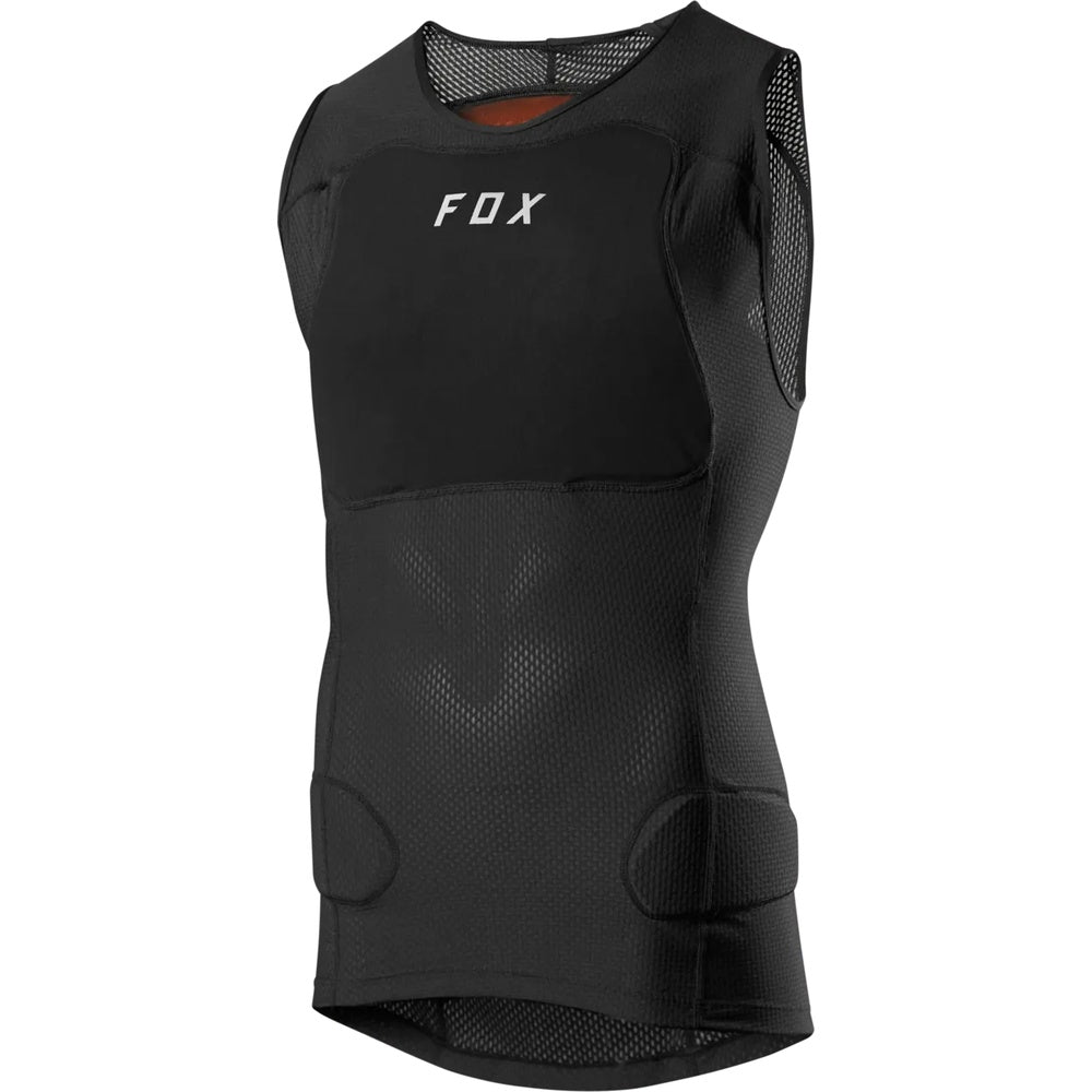Fox Racing Baseframe Pro sleeveless chest guard in black with mesh ventilation panels