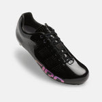 Giro Empire ACC women's black cycling shoe with perforated upper and pink sole details