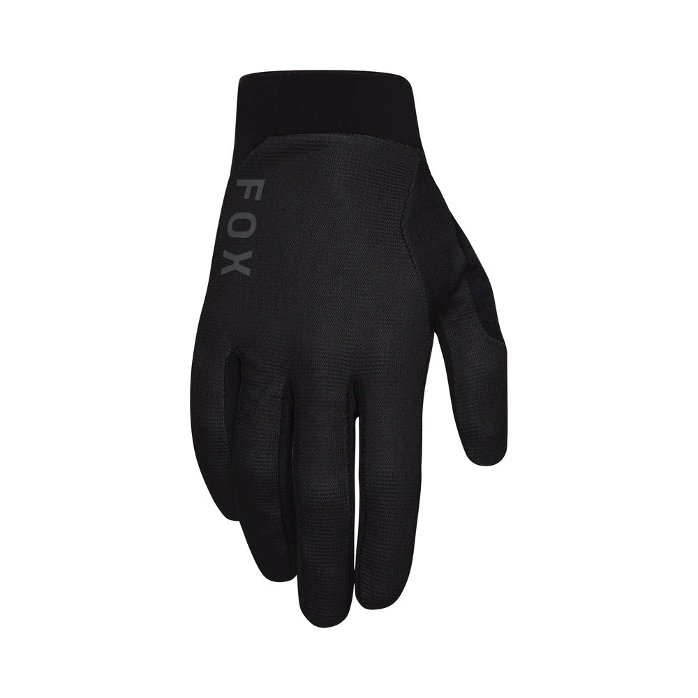 Fox Racing black mountain bike glove with FOX branding on clean background