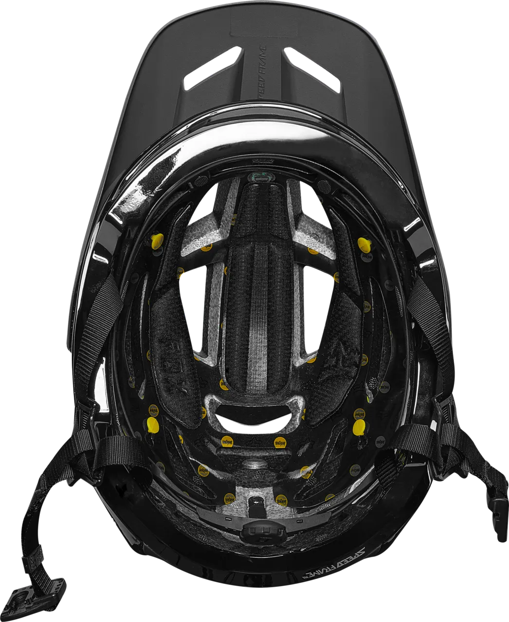 Fox Speedframe Pro mountain bike helmet interior view showing MIPS technology and padding