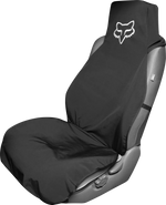 Fox Racing black waterproof car seat cover with white fox logo