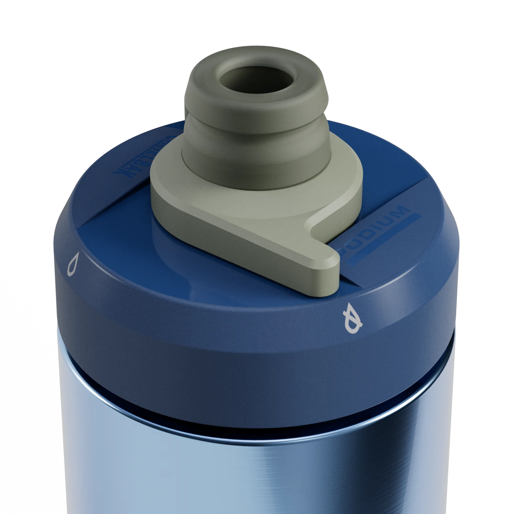 Camelbak Podium Steel water bottle with blue cap and stainless steel body