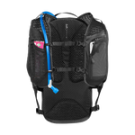 Black CamelBak Mule hydration pack with mesh panels and blue hydration tube