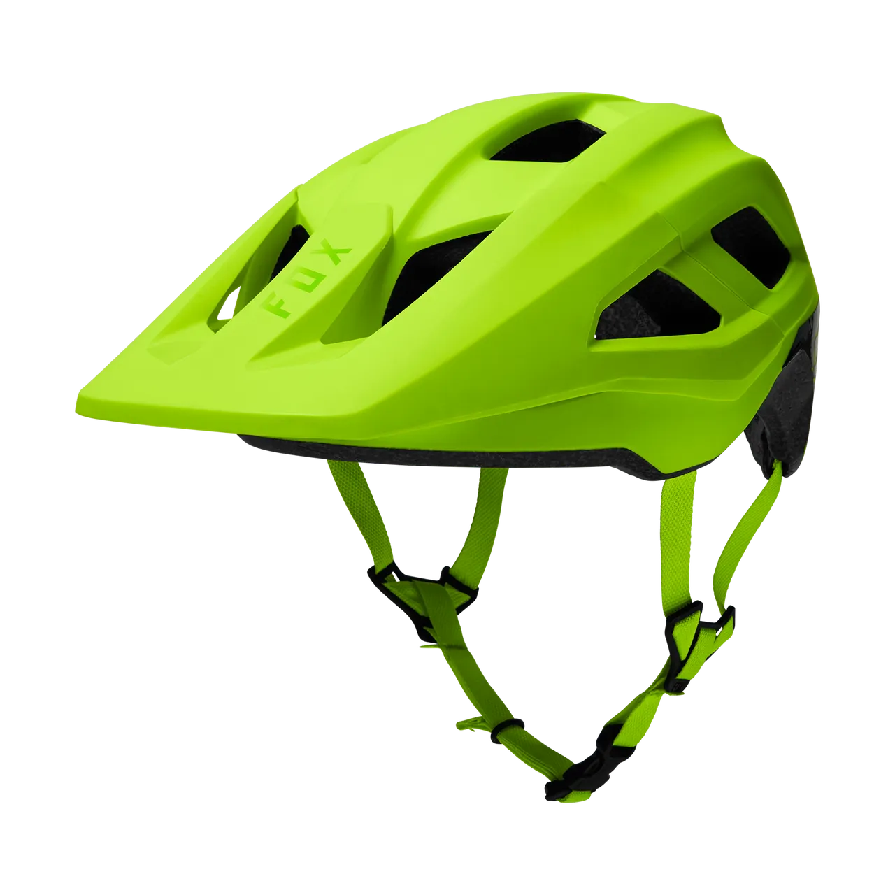 Fox Racing Youth Mainframe mountain bike helmet in fluorescent yellow-green color