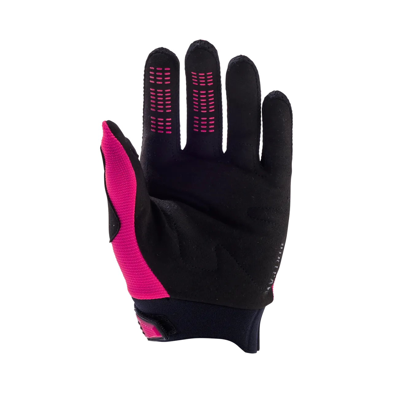 Fox Racing kids Dirtpaw glove in black and pink colorway on white background