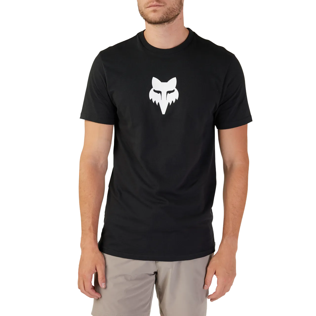 Fox Racing Legacy black t-shirt with white fox head logo on chest